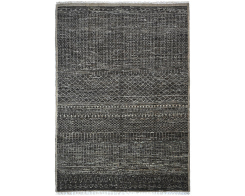 9x12 Moroccan Brown Hand Woven Wool Area Rug